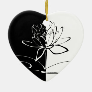 Yin Yang Schwarz-weiß Lotus Blossom Keramikornament