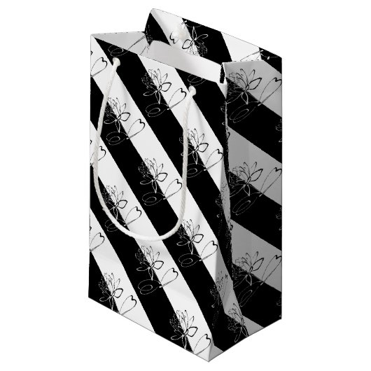 Yin Yang Schwarz-weiß Lotus Blossom Kleine Geschenktüte (Vorderseite Schrägansicht)