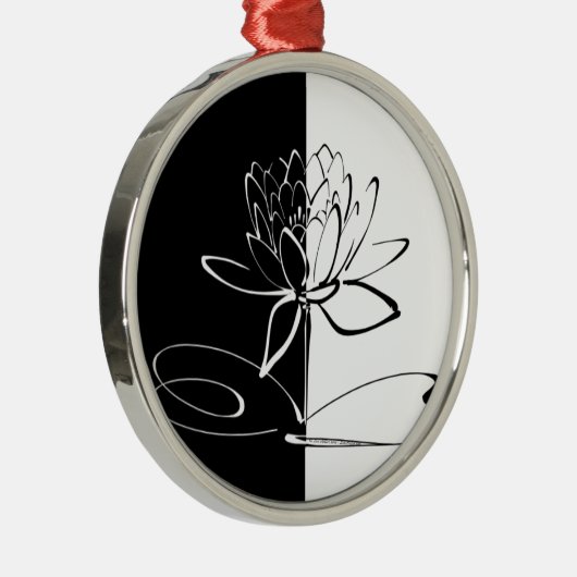 Yin Yang Schwarz-weiß Lotus Blossom Ornament Aus Metall (Rechts)