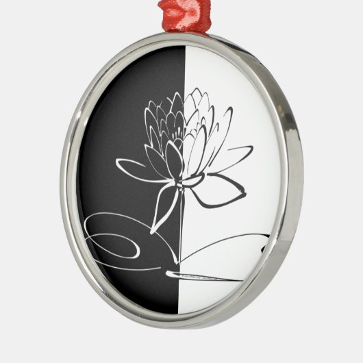 Yin Yang Schwarz-weiß Lotus Blossom Ornament Aus Metall (Links)