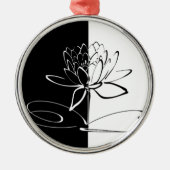 Yin Yang Schwarz-weiß Lotus Blossom Ornament Aus Metall (Vorne)