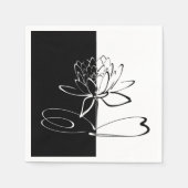 Yin Yang Schwarz-weiß Lotus Blossom Serviette (Vorderseite)