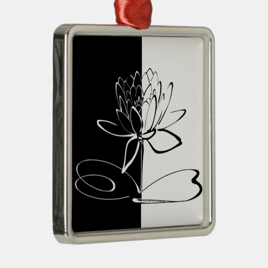 Yin Yang Schwarz-weiß Lotus Blossom Silbernes Ornament (Rechts)
