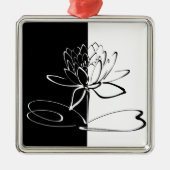 Yin Yang Schwarz-weiß Lotus Blossom Silbernes Ornament (Vorne)