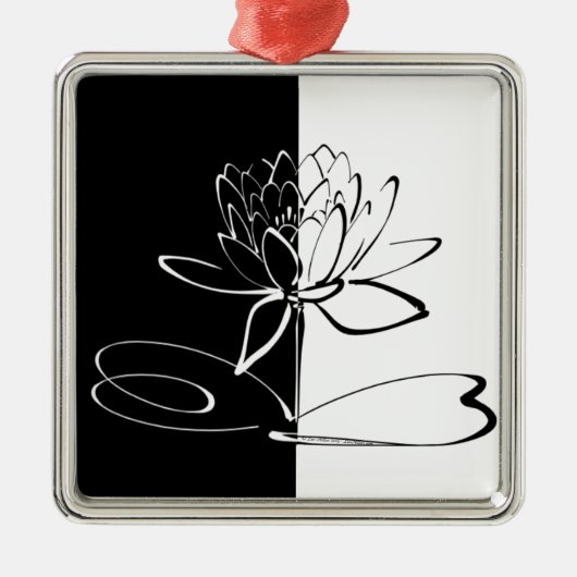 Yin Yang Schwarz-weiß Lotus Blossom Silbernes Ornament (Vorne)