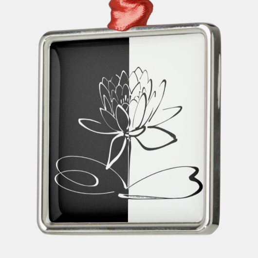 Yin Yang Schwarz-weiß Lotus Blossom Silbernes Ornament (Links)