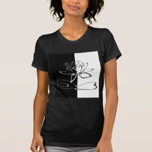 Yin Yang Schwarz-weiß Lotus Blossom T-Shirt