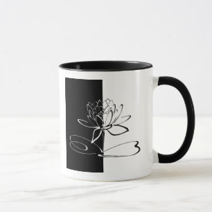 Yin Yang Schwarz-weiß Lotus Blossom Tasse
