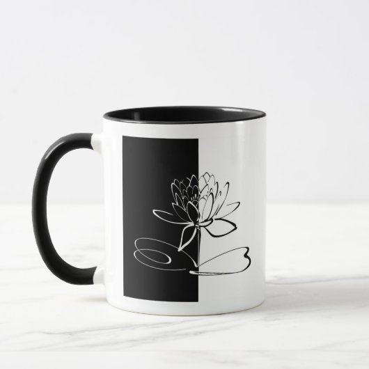 Yin Yang Schwarz-weiß Lotus Blossom Tasse (Links)