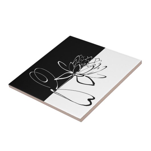 Yin Yang Schwarz-weiß Lotus Blossom Tile Fliese (Seite)