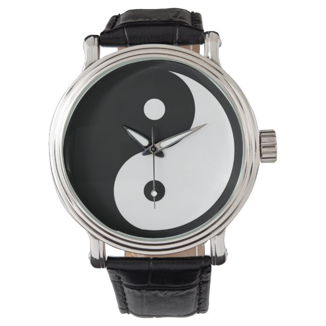 Yin-Yang schwarz/weiß Taoist Armbanduhr (Vorderseite)
