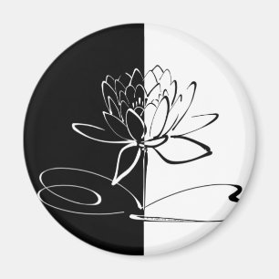 Yin Yang Schwarze Weiße Lotusblüte Magnet
