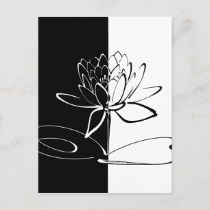 Yin Yang Schwarze Weiße Lotusblüte Postkarte