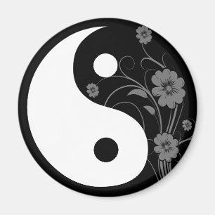Yin Yang schwarzer Blumenmagnet Magnet