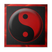 YIN YANG SCHWARZES ROT 3D FLIESE (Vorderseite)