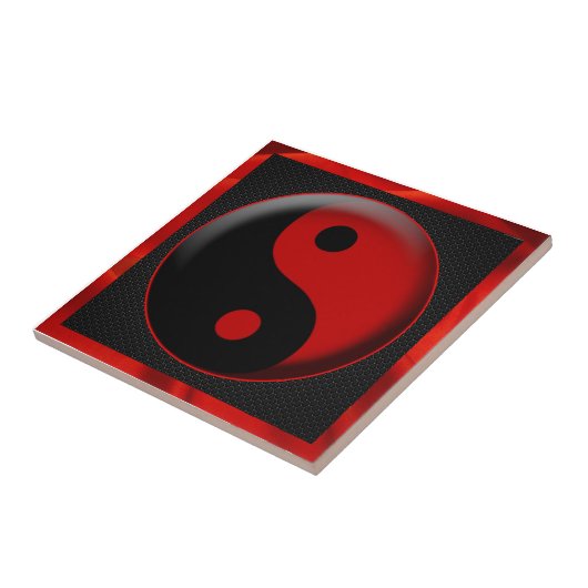 YIN YANG SCHWARZES ROT 3D FLIESE (Seite)
