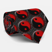 YIN YANG SCHWARZES ROT 3D KRAWATTE (Gerollt)