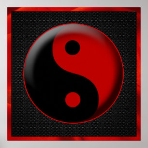 YIN YANG SCHWARZES ROT 3D POSTER