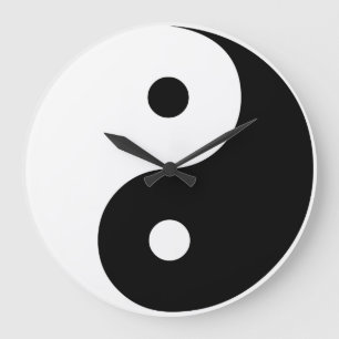 Yin Yang Schwarzweiss-Illustrations-Schablone Große Wanduhr