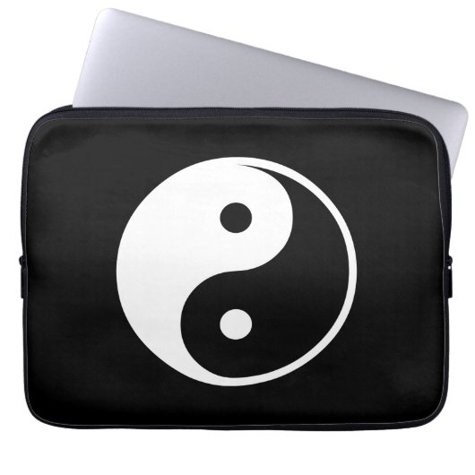 Yin Yang Schwarzweiss-Illustrations-Schablone Laptopschutzhülle (Vorderseite)