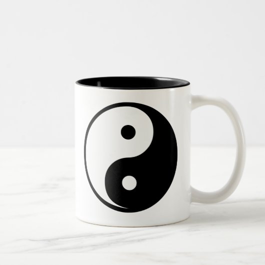 Yin Yang Schwarzweiss-Illustrations-Schablone Zweifarbige Tasse (Rechts)