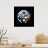 Yin Yang Sea Mountains mit Ihrem Monogramm Poster (Küche)