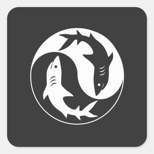 Yin Yang Shark Quadratischer Aufkleber (Vorderseite)