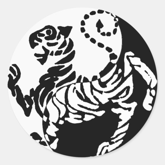 YIN YANG SHOTOKAN TIGER RUNDER AUFKLEBER (Vorderseite)