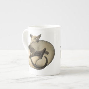 Yin Yang siamesische Katzen-Knochen-China-Tasse Porzellantasse