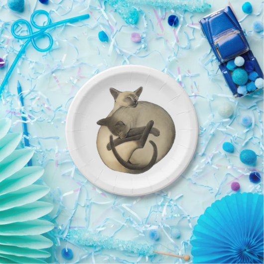 Yin Yang siamesische Katzen-PapierTeller Pappteller (Party)