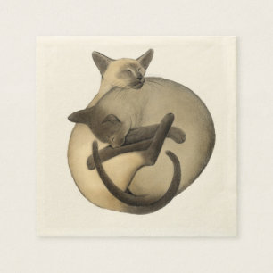 Yin Yang siamesische Katzen-Servietten Serviette