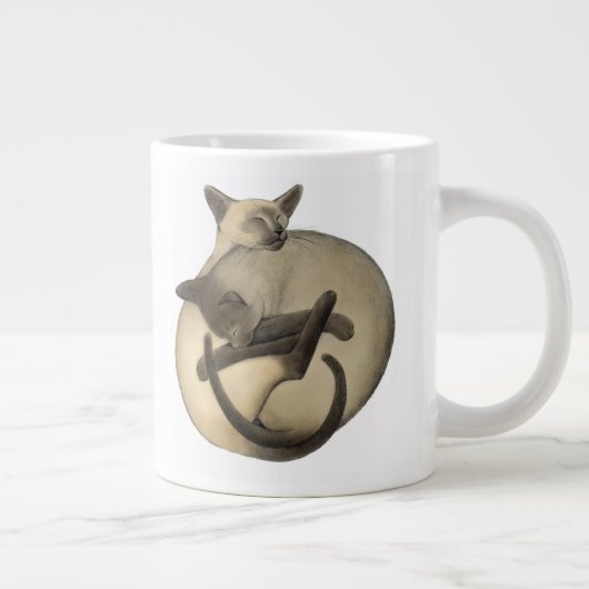 Yin Yang siamesische Katzen-Tunnel-bohrwagenTasse Jumbo-Tasse (Rechts)