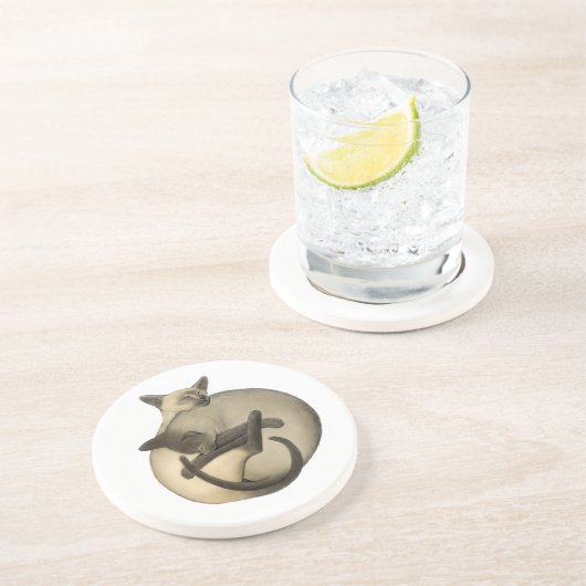 Yin Yang siamesische Katzen-Untersetzer Sandstein Untersetzer (Seite)