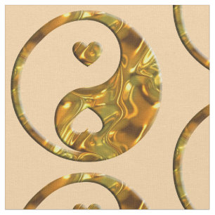 Yin & Yang Sign Herz Gold + Ihr Hintergrund Stoff