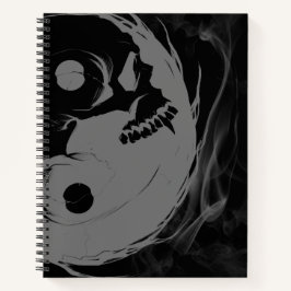 Yin-Yang Skull Spiral Sketchpad Invertiert Notizblock