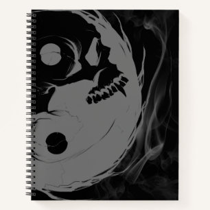 Yin-Yang Skull Spiral Sketchpad Invertiert Notizblock