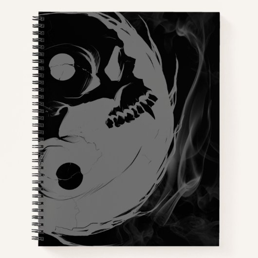Yin-Yang Skull Spiral Sketchpad Invertiert Notizblock (Vorderseite)