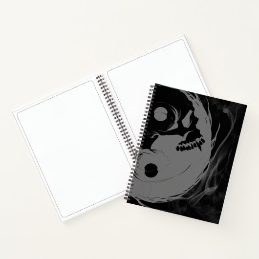 Yin-Yang Skull Spiral Sketchpad Invertiert Notizblock (Innenseite)