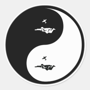 Yin Yang Skydiving Runder Aufkleber