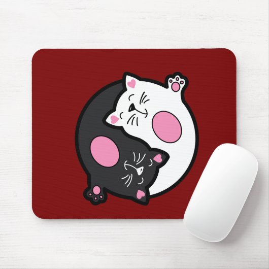 Yin Yang Sleeping Cats In Black And White  Mousepad (Mit Mouse)