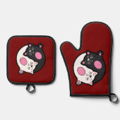 Yin Yang Sleeping Cats In Black And White  Ofenhandschuh & Topflappen-Set (Vorderseite)