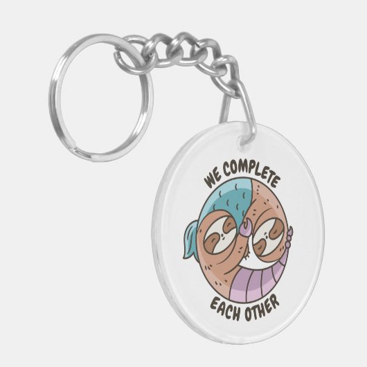 YIN YANG SLOTH PISCES SCORPIO ZODIAC SIGNS SCHLÜSSELANHÄNGER (Vorderseite links)