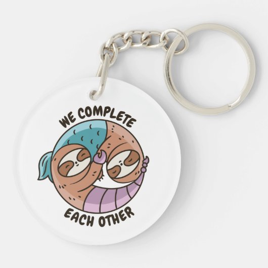 YIN YANG SLOTH PISCES SCORPIO ZODIAC SIGNS SCHLÜSSELANHÄNGER (Rückseite)