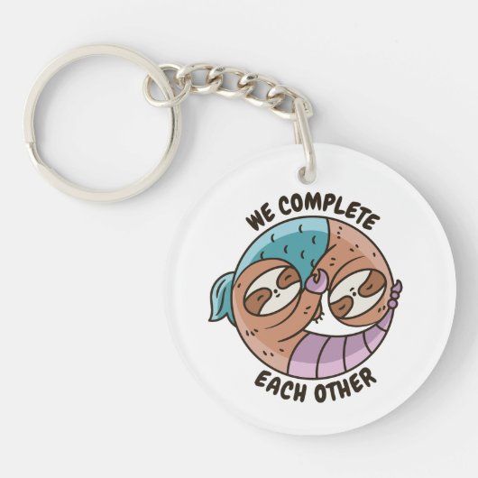 YIN YANG SLOTH PISCES SCORPIO ZODIAC SIGNS SCHLÜSSELANHÄNGER (Vorderseite)