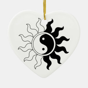 Yin Yang Sonne Keramikornament