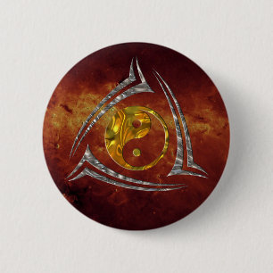 Yin & Yang / Stammes- - Gold Silber Button