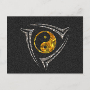 Yin & Yang / Stammes- - Gold Silber Postkarte