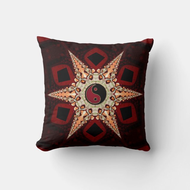Yin Yang Star Dark Red+Black Cushion / Kissen (Vorderseite)