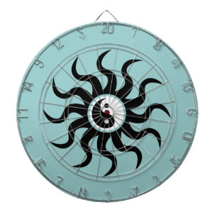 Yin-Yang Sun-Black/White auf blau Dartscheibe