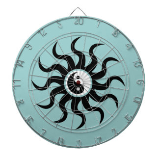 Yin-Yang Sun-Black/White on Blue Dartscheibe